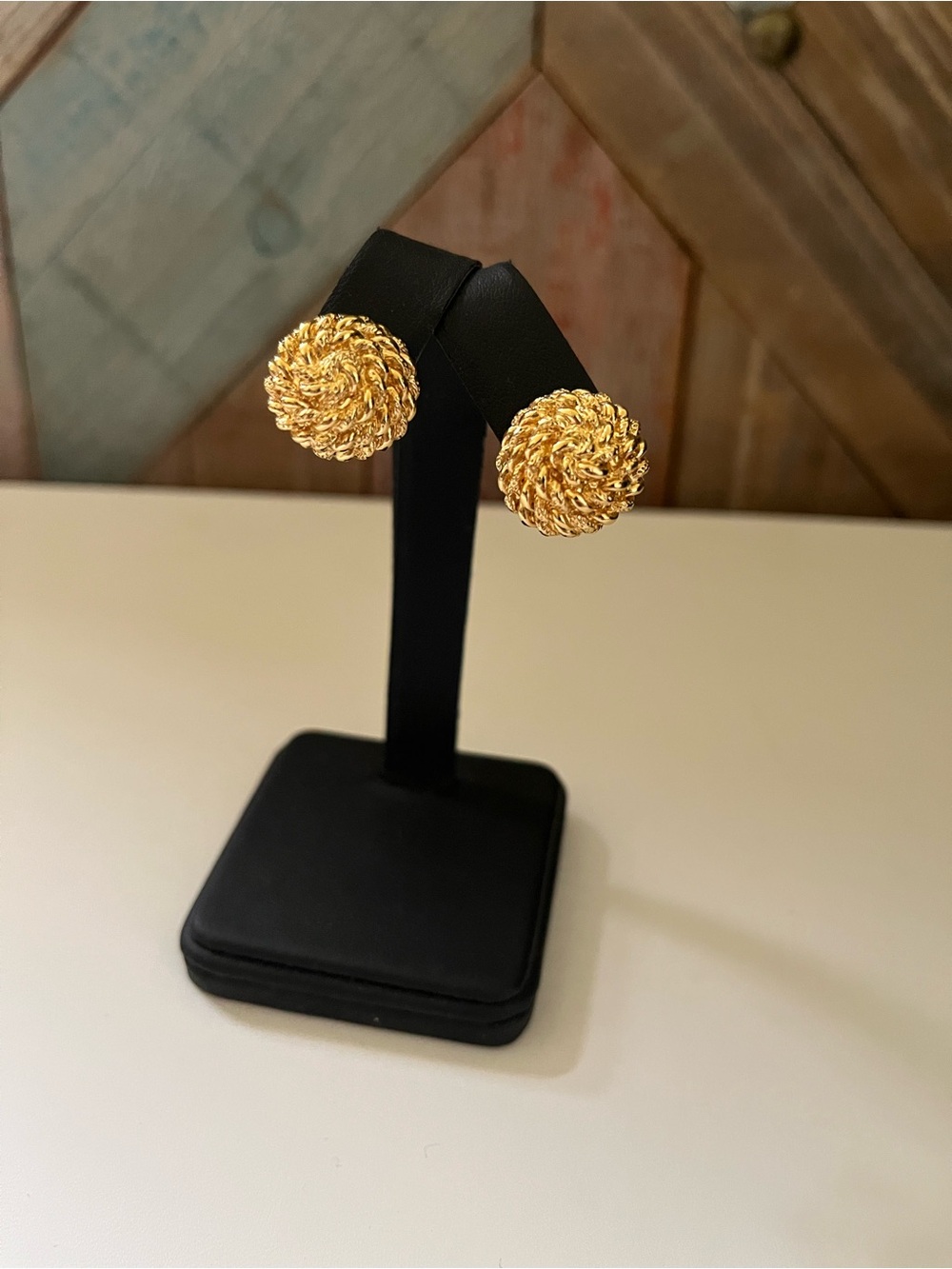 Monet Gold Rope Knot Stud Earrings